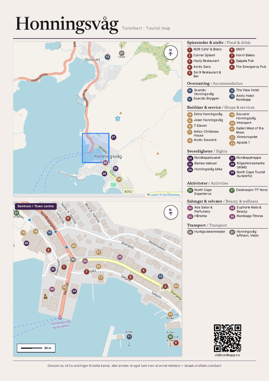 Honningsvåg turistkart