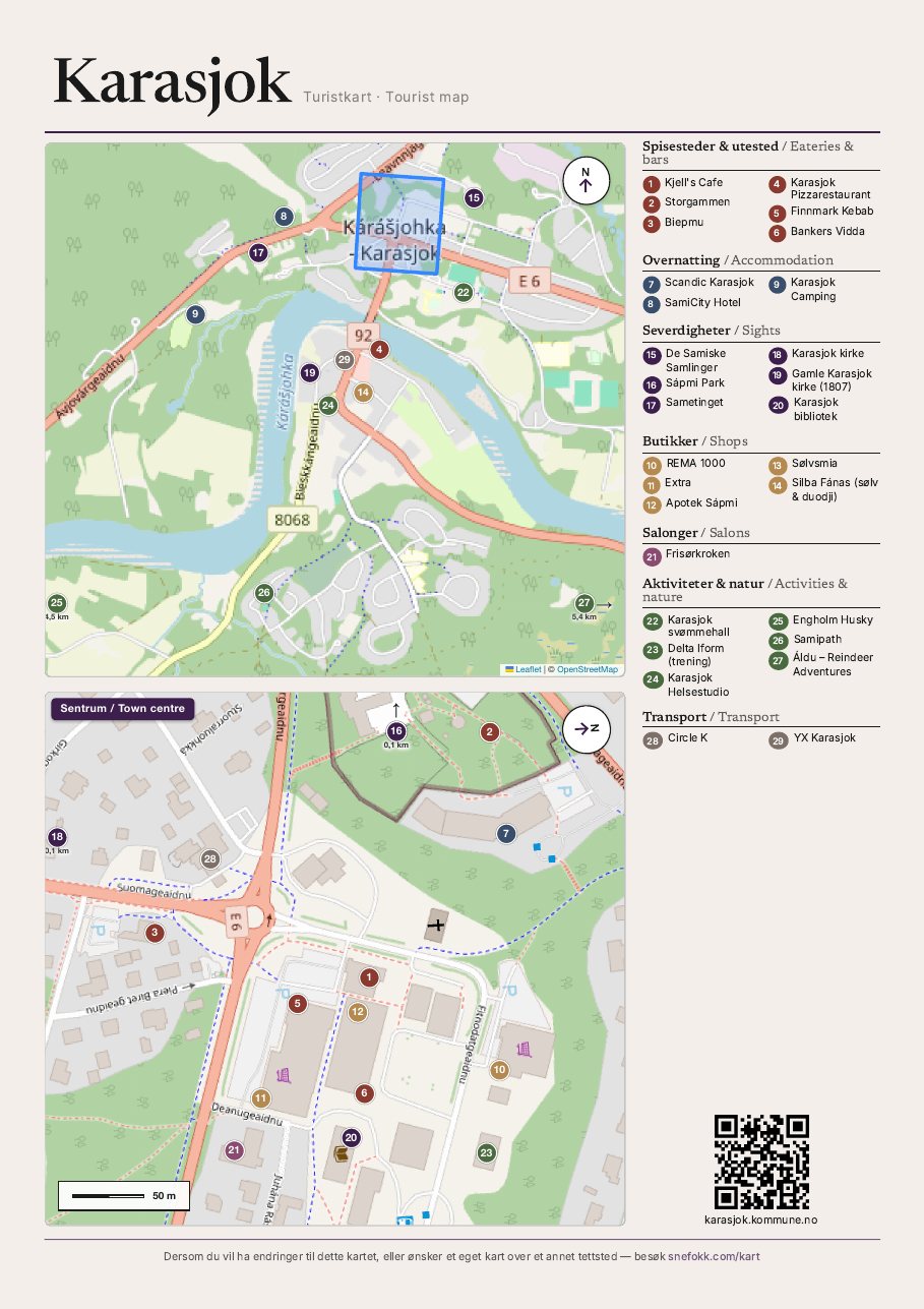 Karasjok turistkart